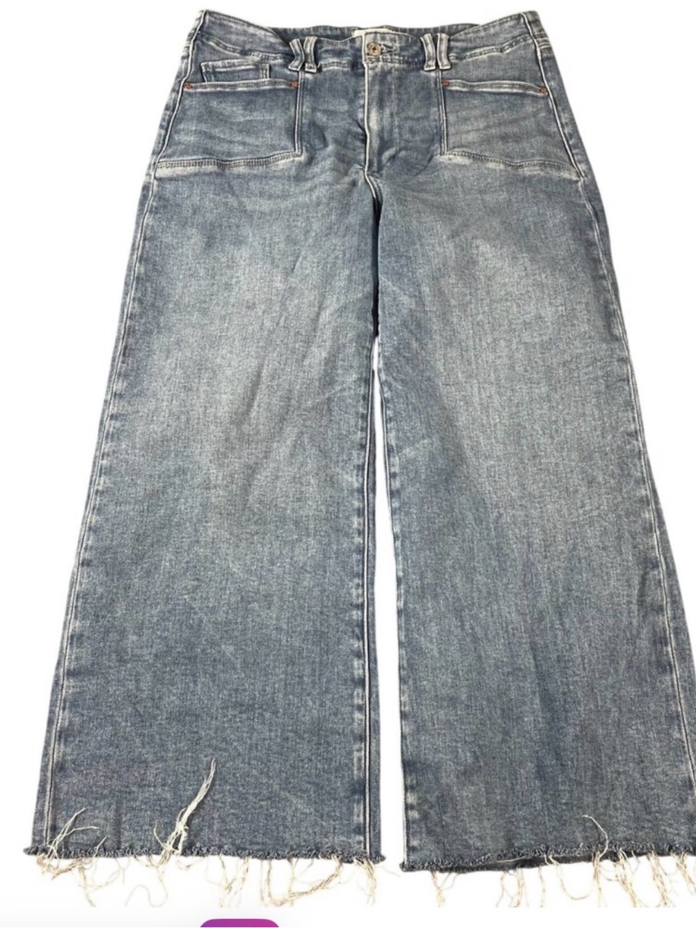 PAIGE Women's Anessa High-Rise Wide Leg Jeans in Medium Blue